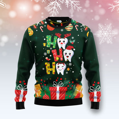 Hohoho Teeth HZ113004 unisex womens & mens, couples matching, friends, funny family ugly christmas holiday sweater gifts (plus size available)