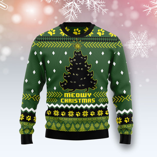 Black Cat Christmas Tree HZ113006 Ugly Christmas Sweater