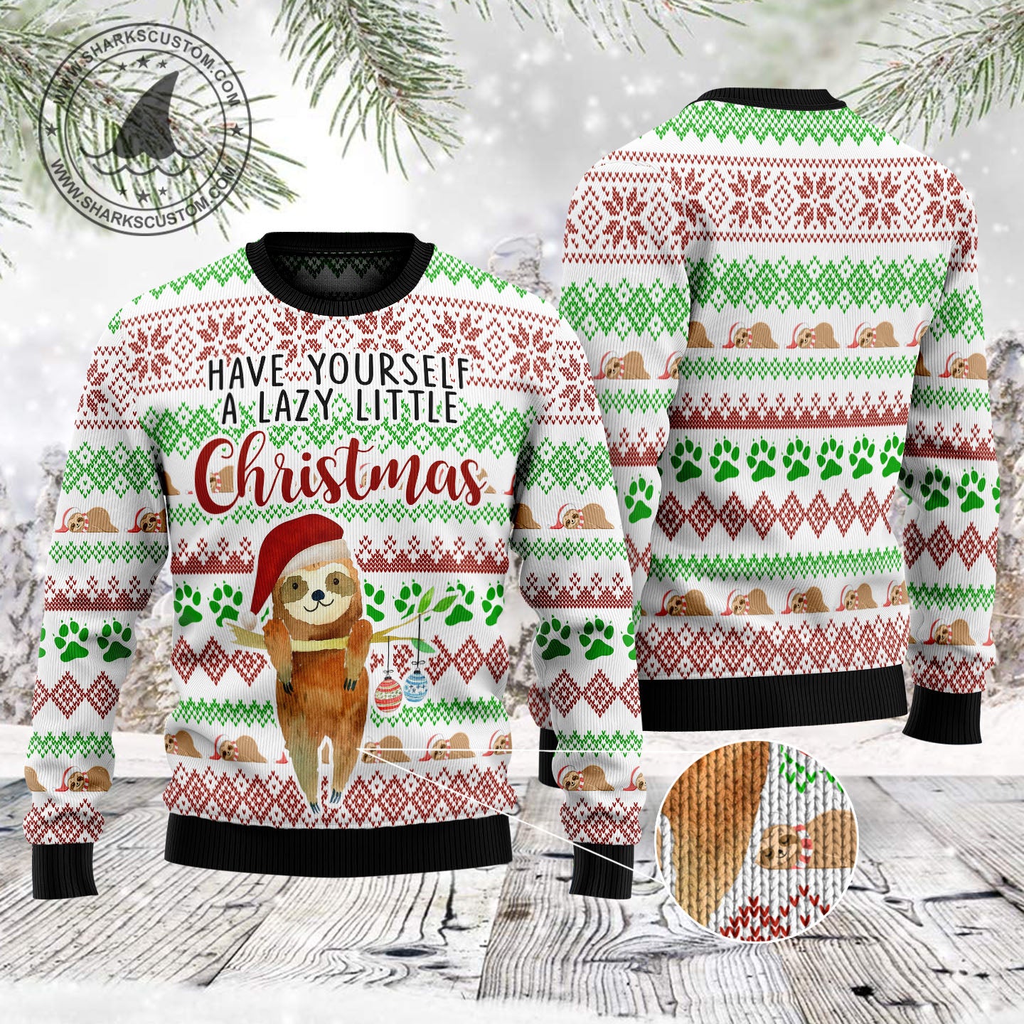 Have Yourself A Lazy Christmas Sloth TG5128 - Ugly Christmas Sweater unisex womens & mens, couples matching, friends, sloth lover, funny family sweater gifts (plus size available)