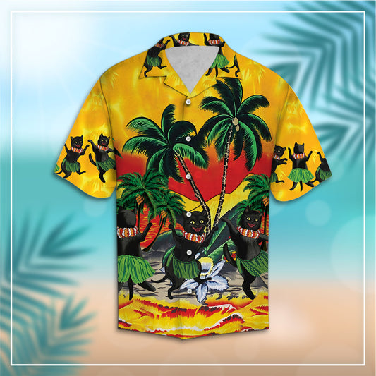 Black Cat Dancing - Hawaiian Aloha Shirt