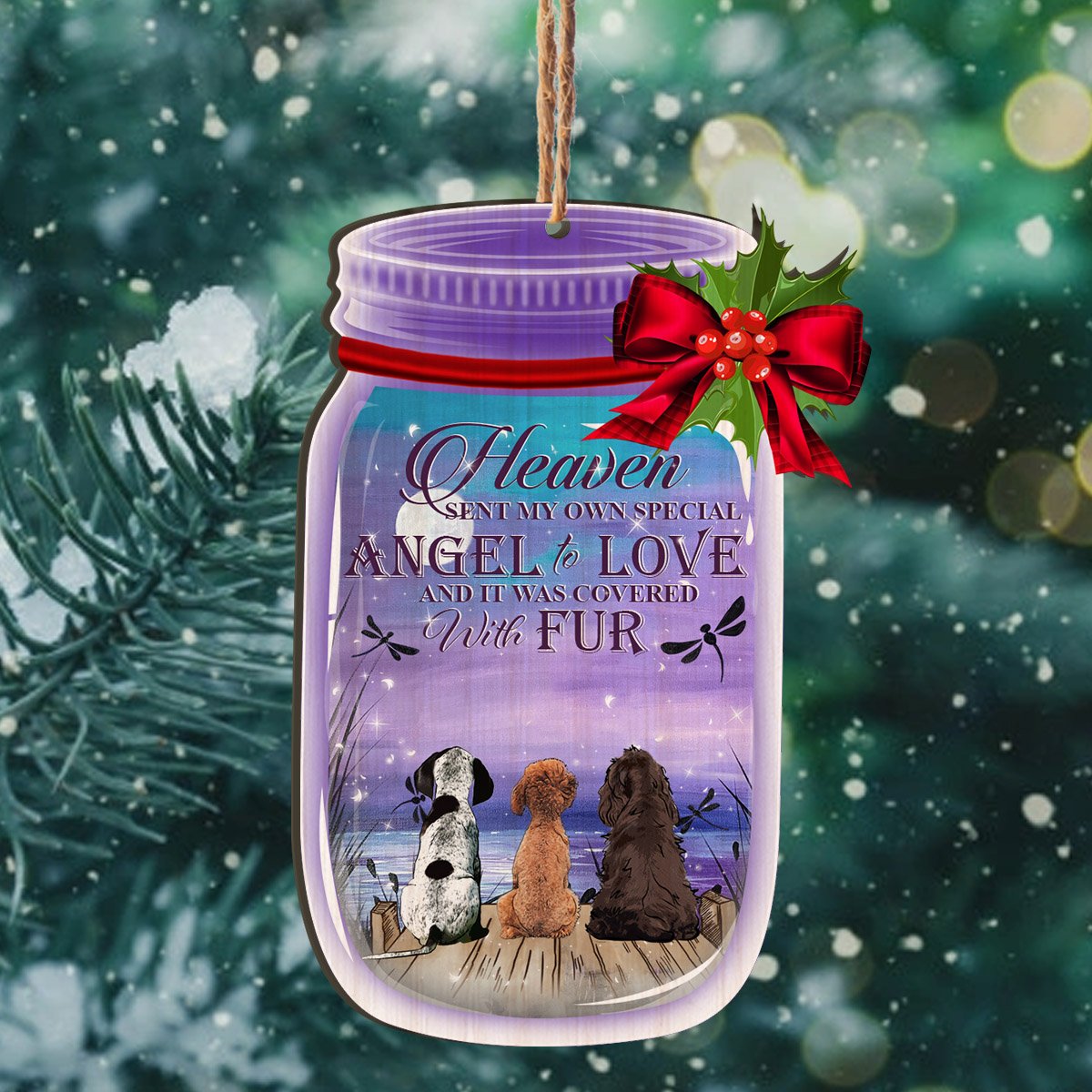 Heaven With Fur Memorial Personalizedwitch Personalized Printed Christmas Wood Ornament