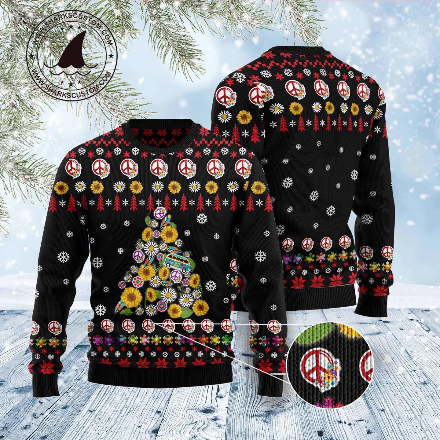 Hippie Tree Xmas D1011 Ugly Christmas Sweater