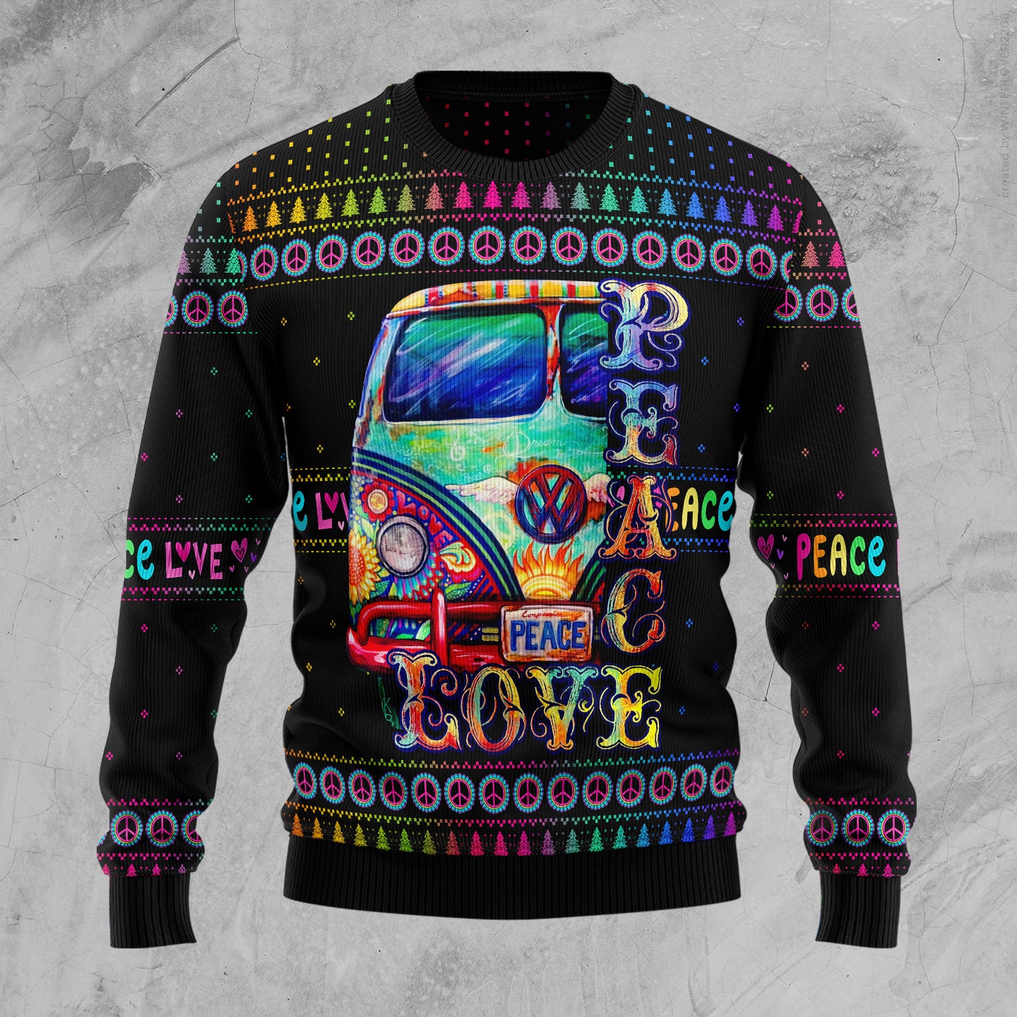 Hippie Peace Love TG51028 Ugly Christmas Sweater