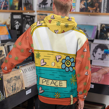 Hippie Peace Cat Custom All Over Print Hoodie