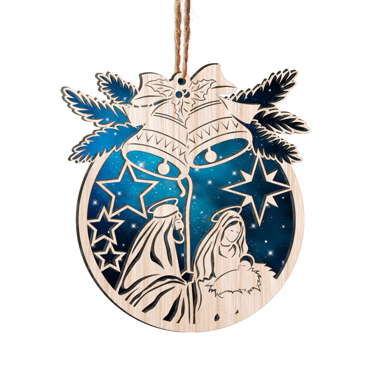 Holy Family Personalizedwitch Layered Wood Ornament