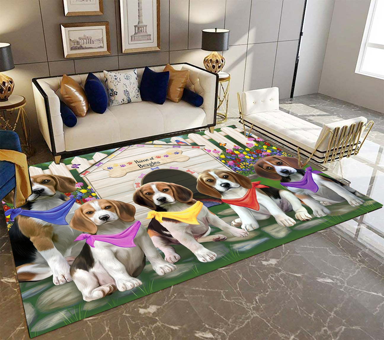 Home Of Beagles Rectangle Rug – PERSONALIZEDWITCH