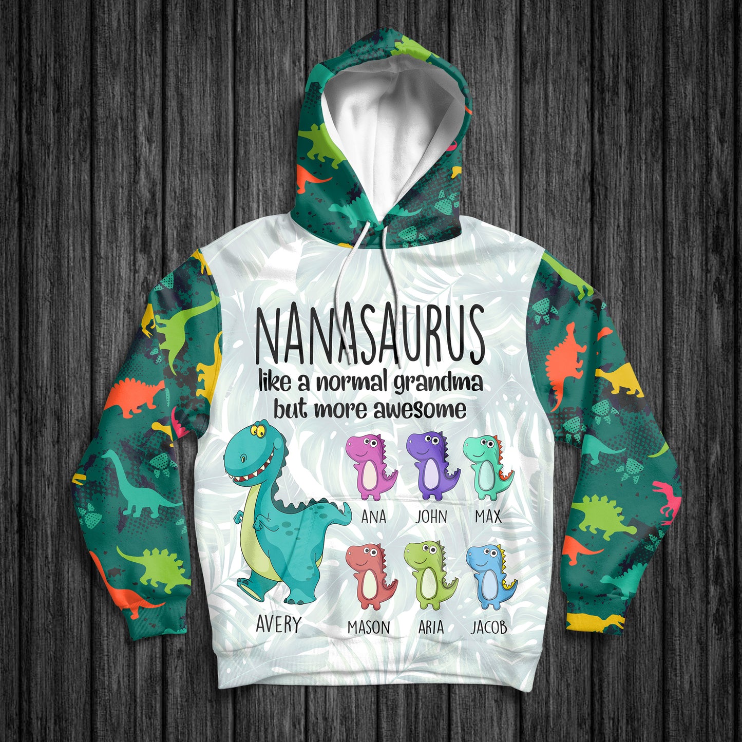 Nanasaurus Dinosaur Custom All Over Print Hoodie