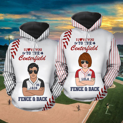 I Love You To The Centerfield And Back Baseball Couple All Over Print Valentine Gift Couple Matching Hoodie