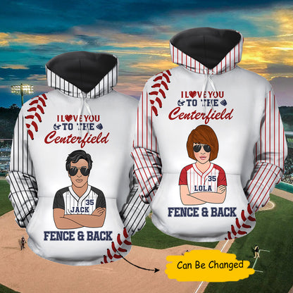 I Love You To The Centerfield And Back Baseball Couple All Over Print Valentine Gift Couple Matching Hoodie