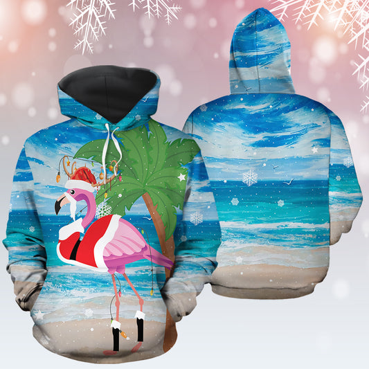 Flamingo Beach TY0912 unisex womens & mens, couples matching, friends, funny family sublimation 3D hoodie christmas holiday gifts (plus size available)