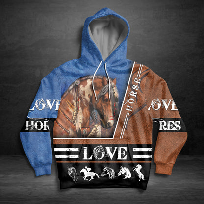Love Horse TG51125 unisex womens & mens, couples matching, friends, horse lover, funny family sublimation 3D hoodie christmas holiday gifts (plus size available)