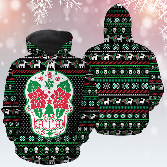 Skull Christmas TY0812 unisex womens & mens, couples matching, friends, funny family sublimation 3D hoodie christmas holiday gifts (plus size available)