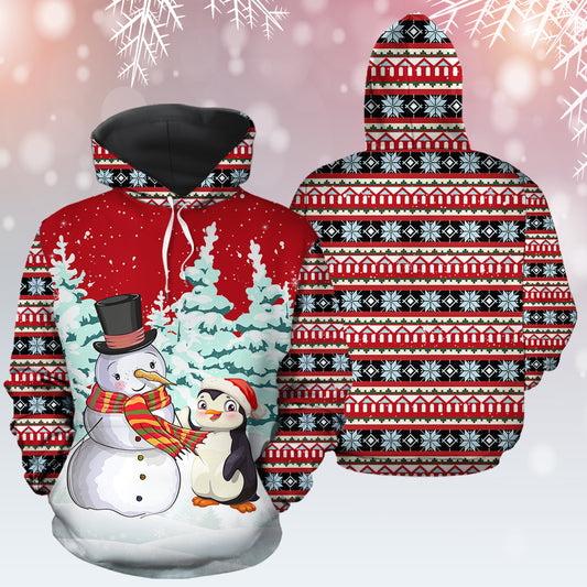 Snowman And Penguin TY0712 unisex womens & mens, couples matching, friends, funny family sublimation 3D hoodie christmas holiday gifts (plus size available)