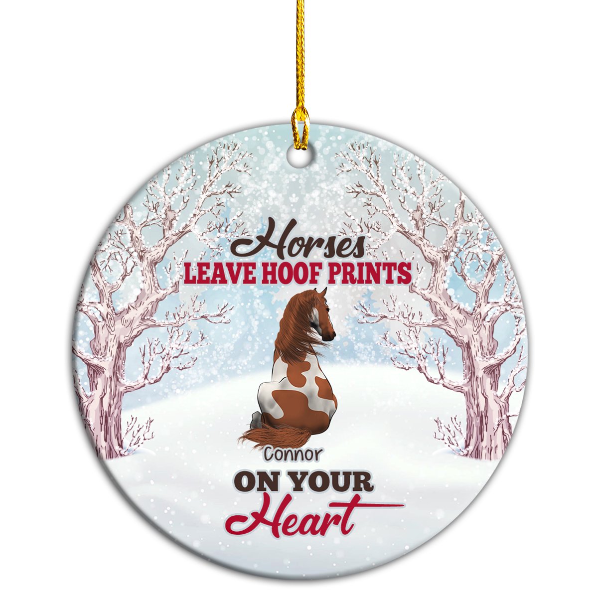 Custom Name And Image Horses Leave Hoof Prints On Your Heart Personalizedwitch Personalized Christmas Ornament