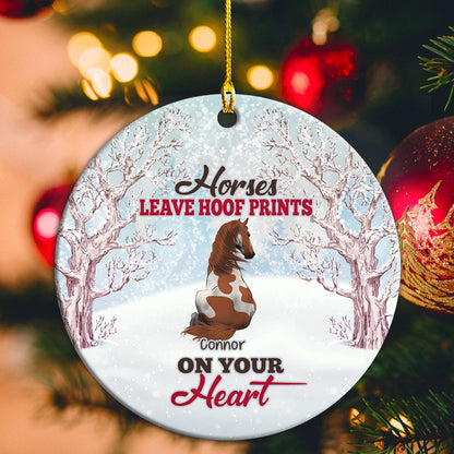 Custom Name And Image Horses Leave Hoof Prints On Your Heart Personalizedwitch Personalized Christmas Ornament