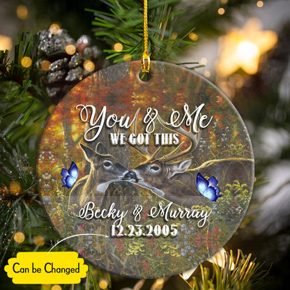 Custom Couple Name And Date You & Me We Got This Deer Couple Personalizedwitch Personalized Christmas Anniversary Ornament