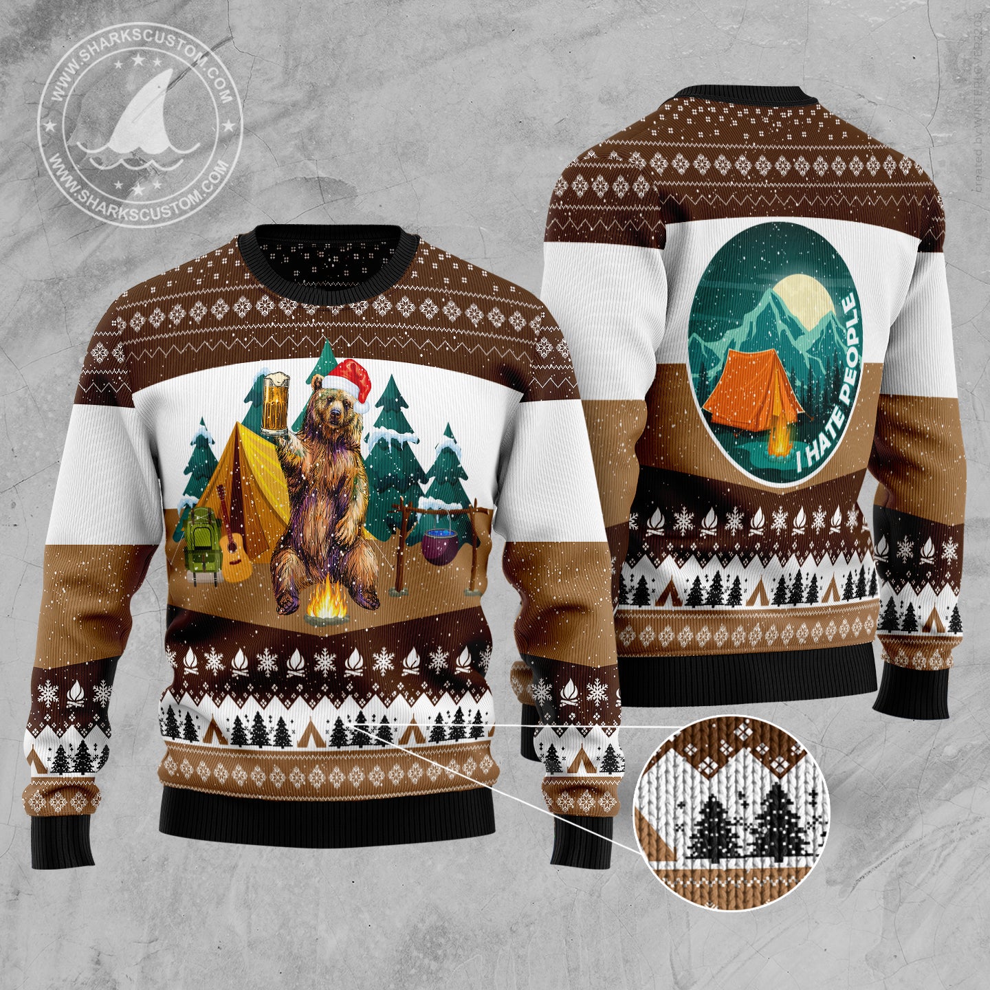 I Hate People Bear TG51029 Ugly Christmas Sweater