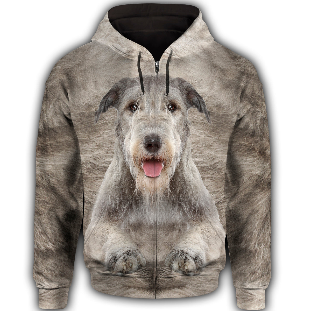 Irish Wolfhound Cute Dog Face T284 - All Over Print Zip Hoodie