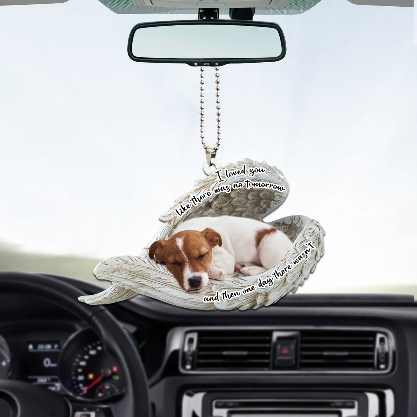 Jack Russell Terrier Sleeping Angel Personalizedwitch Flat Car Ornament