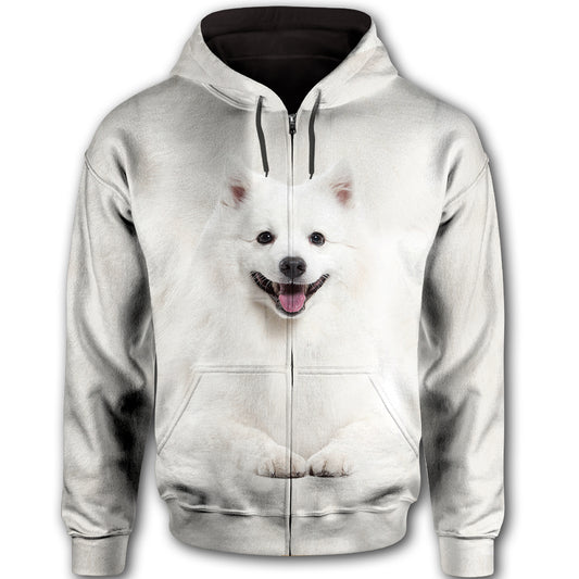 Japanese Spitz Cute Dog Face T284 - All Over Print Zip Hoodie