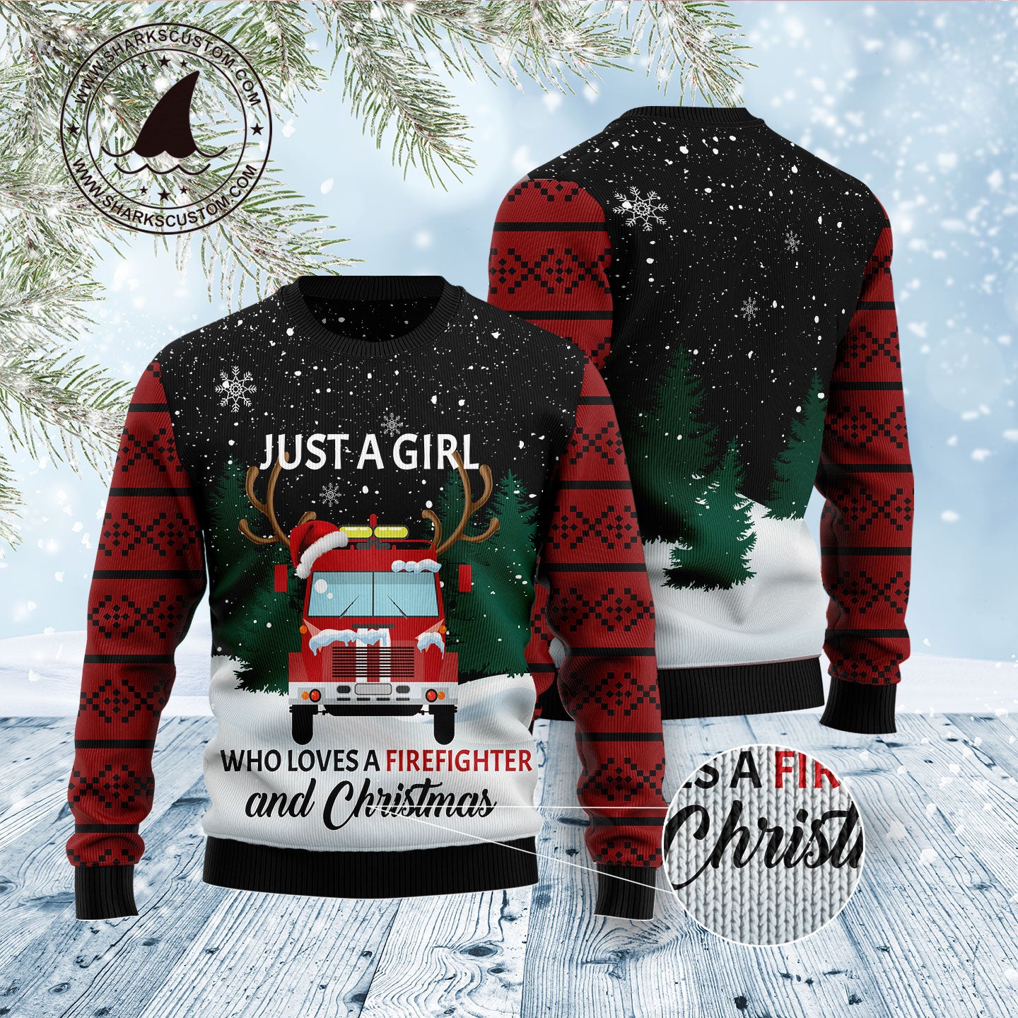 Just A Girl Who Loves Firefighter And Christmas TG51023 Ugly Christmas Sweater