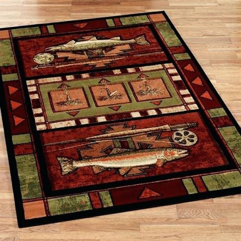 Just Go Fishing Trout Fish Rectangle Rug 5