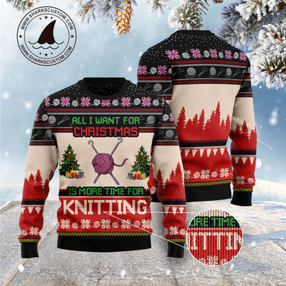 All I Want For Christmas Is More Time For Knitting G5115 Ugly Christmas Sweater