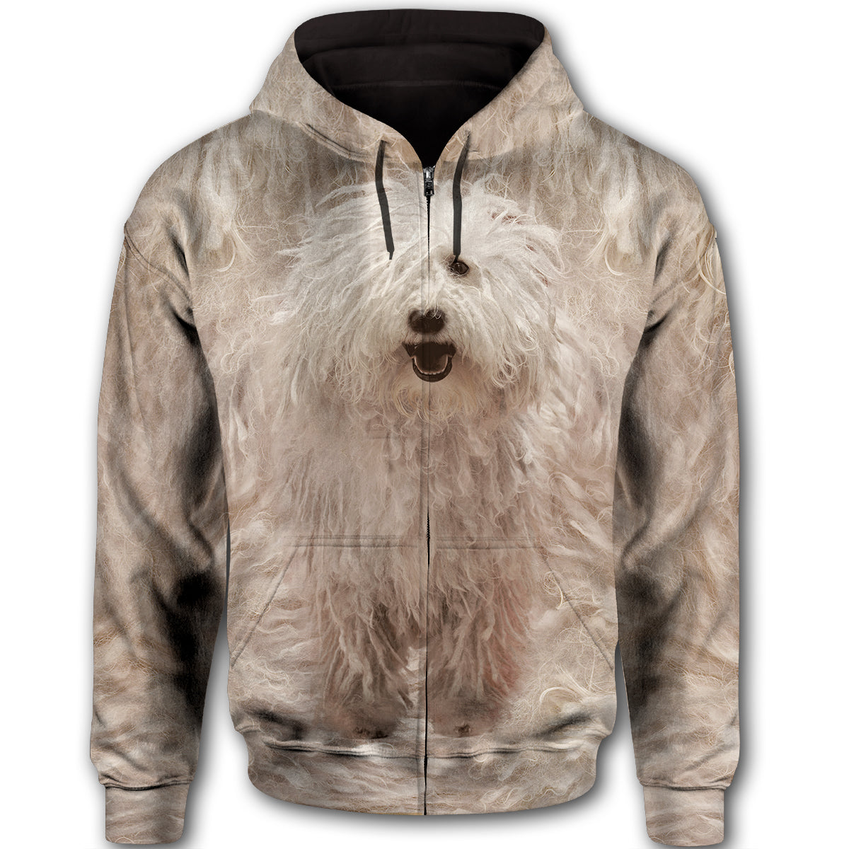 Komondor Cute Dog Face T284 - All Over Print Zip Hoodie