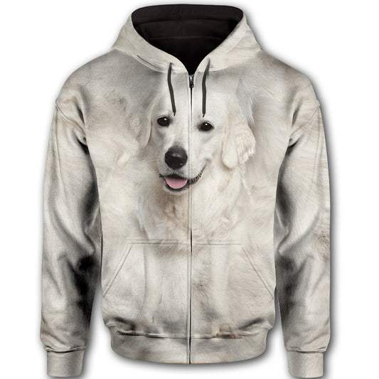 Kuvasz Cute Dog Face T284 - All Over Print Zip Hoodie