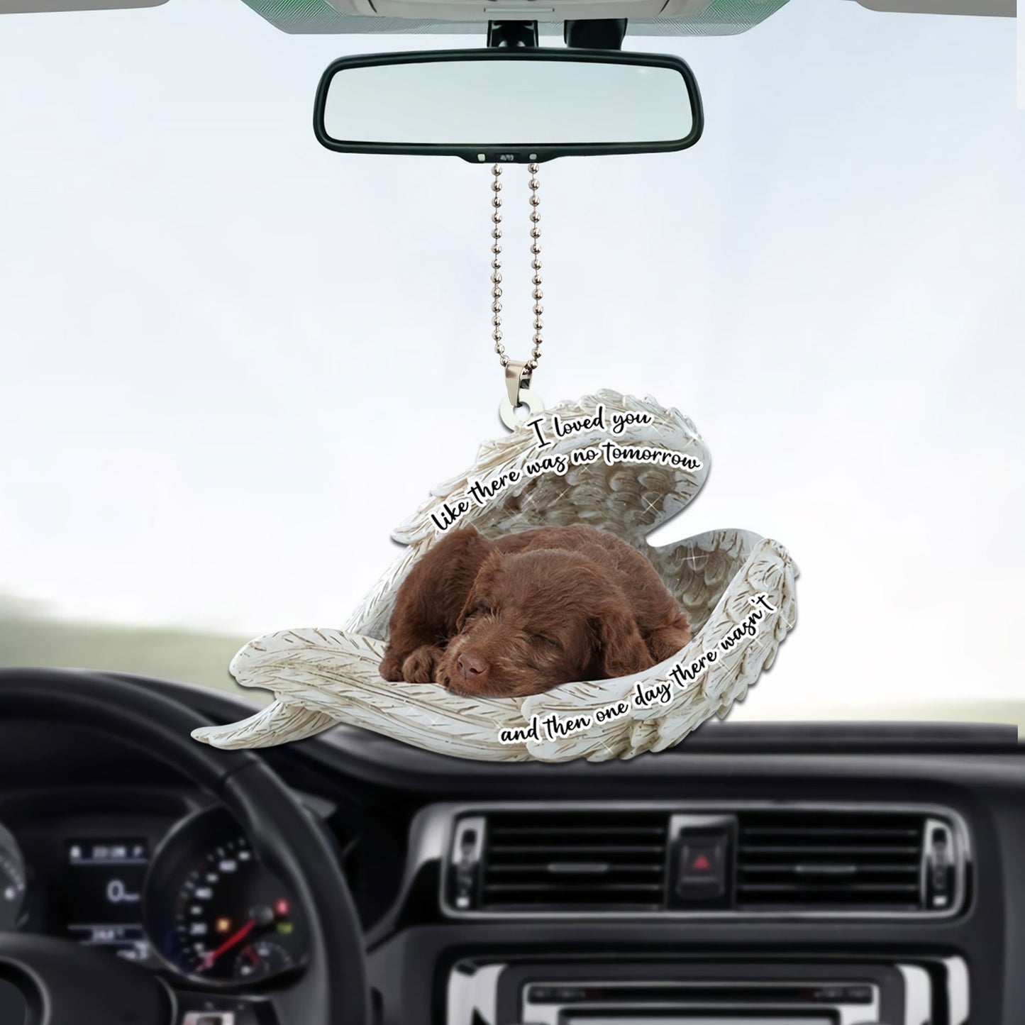 Labradoodle Sleeping Angel Personalizedwitch Flat Car Ornament