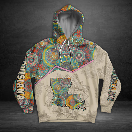 Amazing Lousiana Mandala MH91221 unisex womens & mens, couples matching, friends, funny family sublimation 3D hoodie christmas holiday gifts (plus size available)