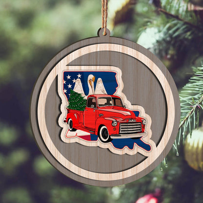 Louisiana Red Truck Personalizedwitch Layered Wood Christmas Ornament