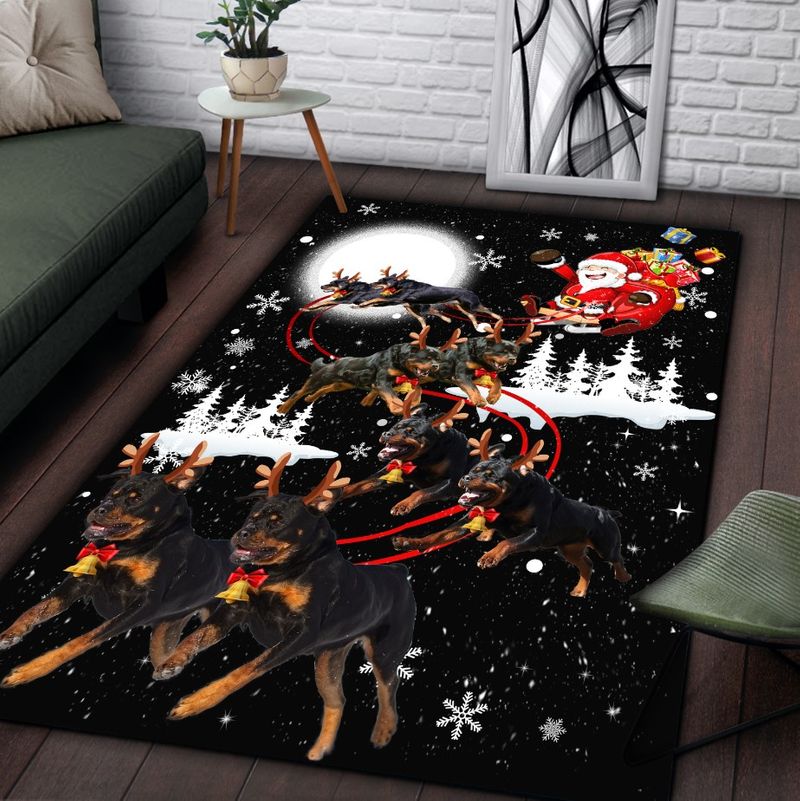 Rottweiler Reindeer Rectangle Rug 22