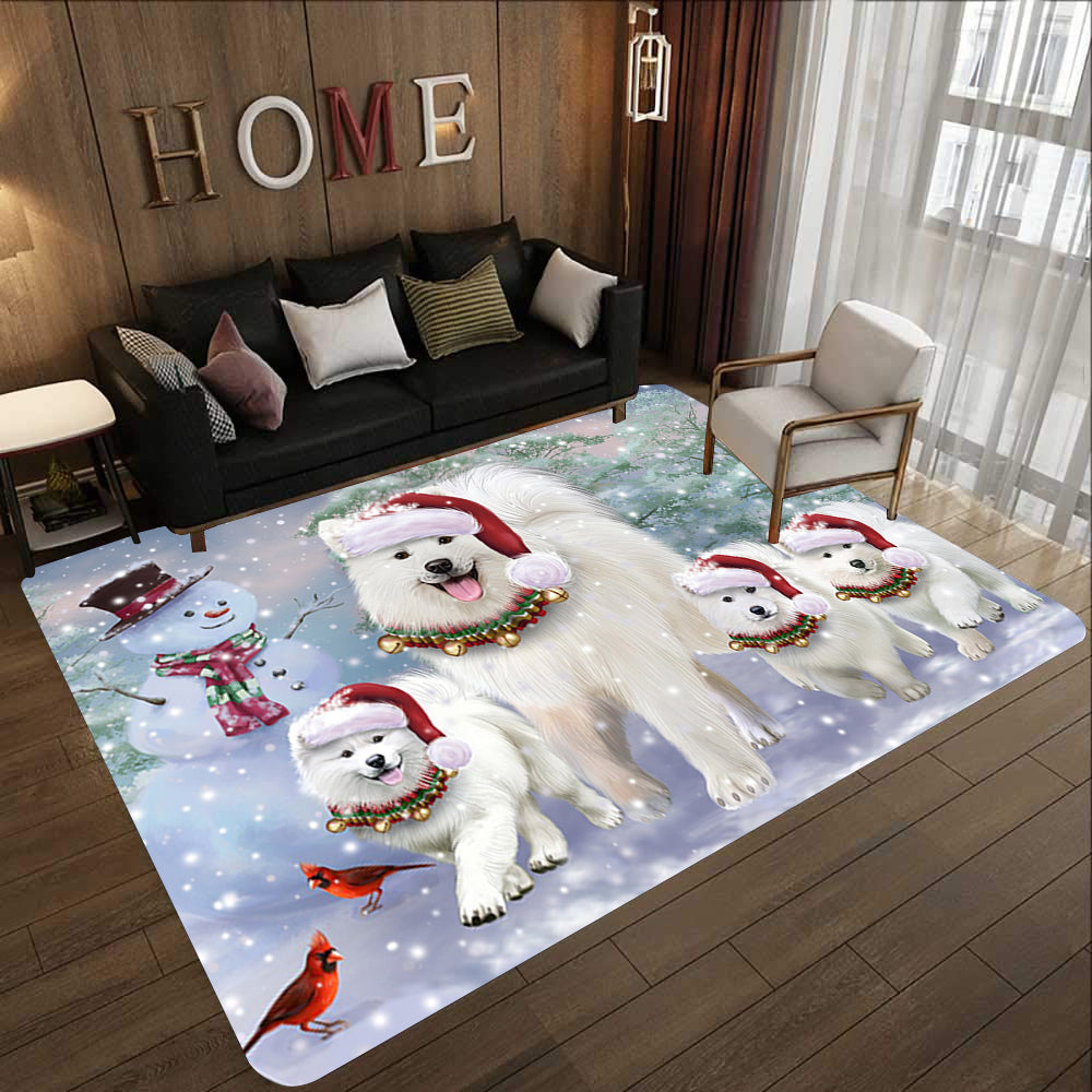 Memorial Winter With Samoyed Rectangle Rug