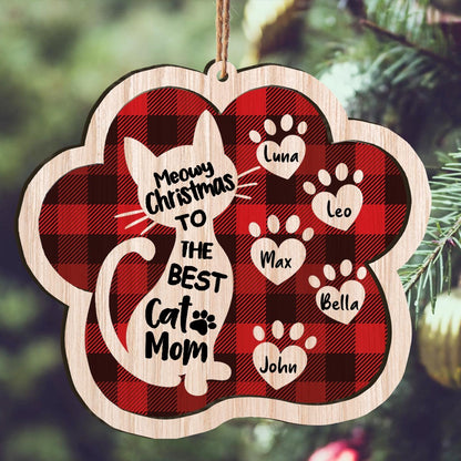 Custom Name Meowy Christmas To The Best Cat Mom Personalizedwitch Personalized Layered Wood Ornament