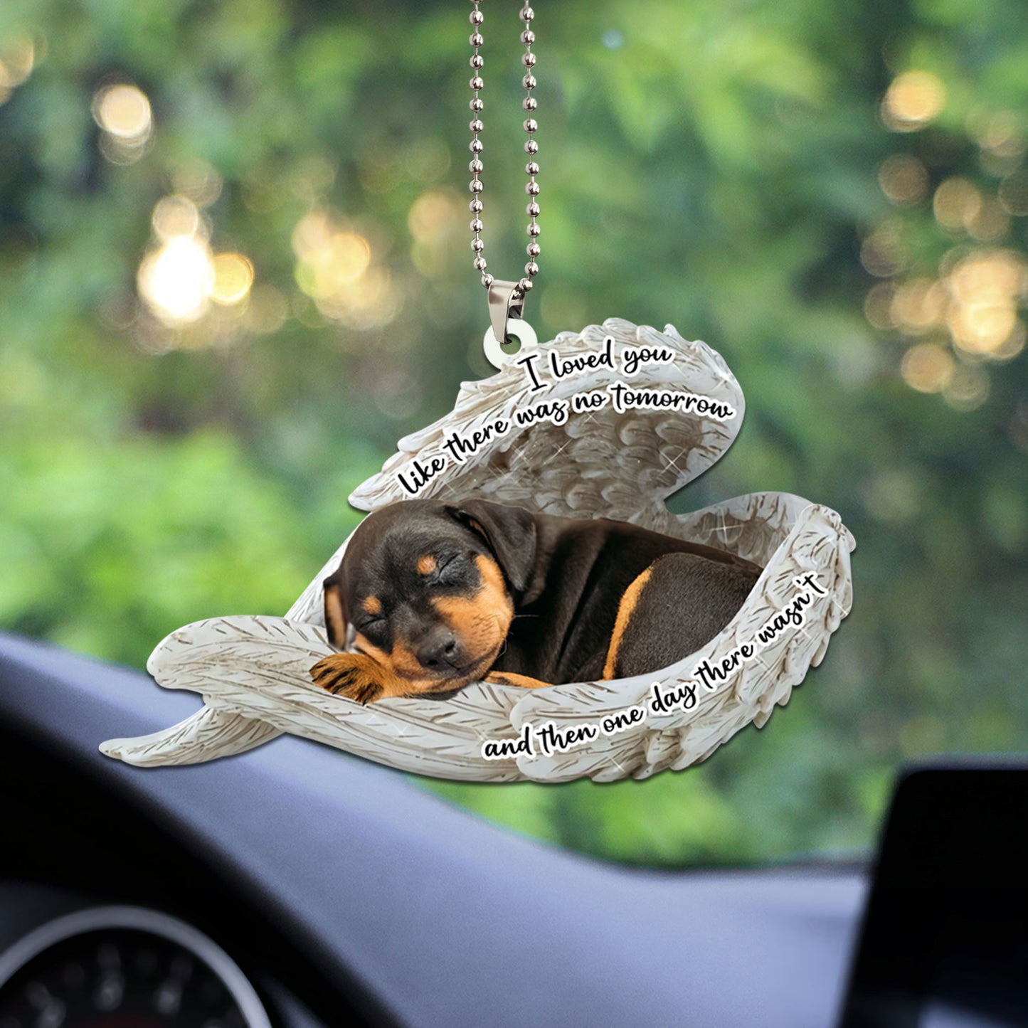 Miniature Pinscher Sleeping Angel Dog Personalizedwitch Flat Car Memorial Ornament