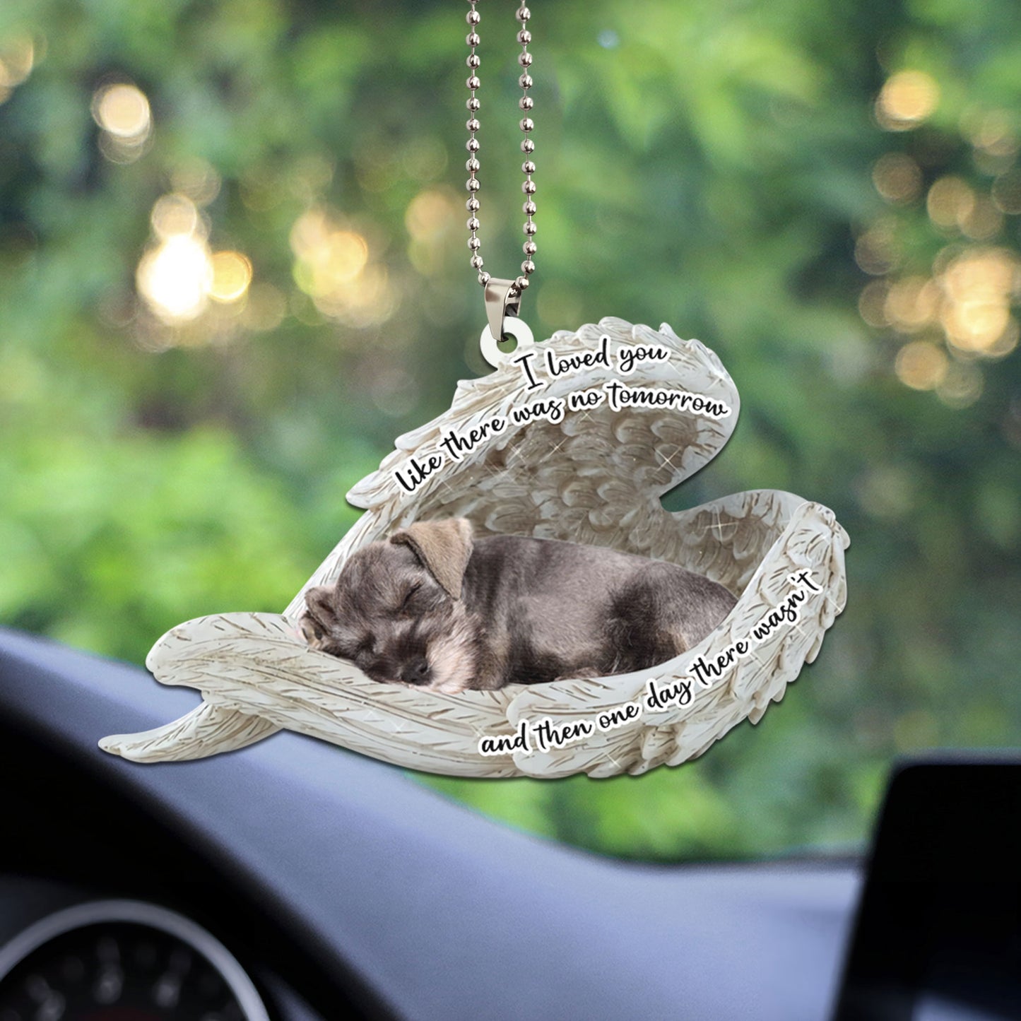 Miniature Schnauzer Sleeping Angel Personalizedwitch Flat Car Ornament