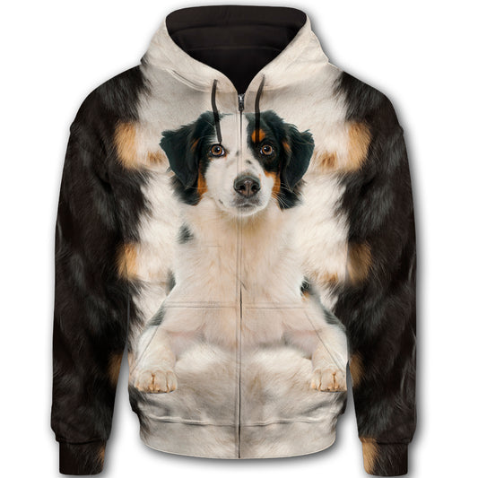 Miniature Australian Shepherd Cute Dog Face T284 - All Over Print Zip Hoodie