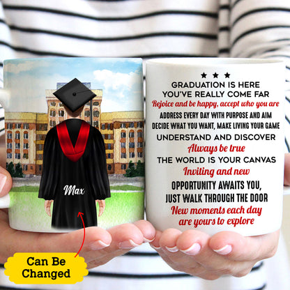 Custom Personalized Coffee mug unique graduation gifts for him & her, best college, high school grad presents for girls, boys, friends - Graduation is here D3033 - PersonalizedWitch