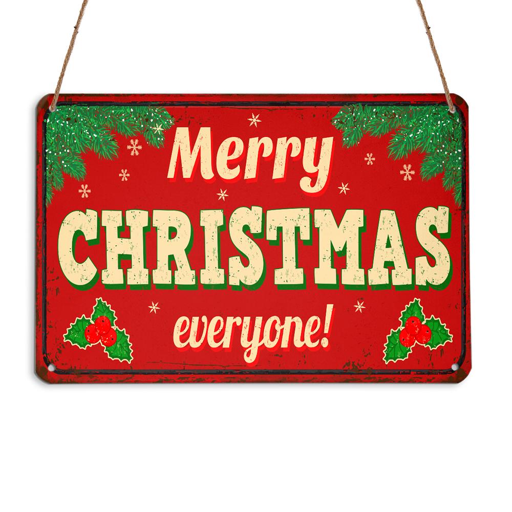 Merry Christmas Everyone Xmas Holly Personalizedwitch Christmas Metal Sign Outdoor Decor