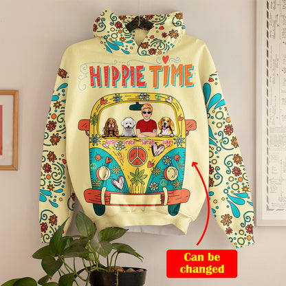 Hippie Time Dog Custom All Over Print Hoodie