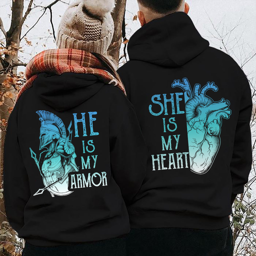 He Is My Armor She Is My Heart All Valentine Gift Couple Matching Hoodie