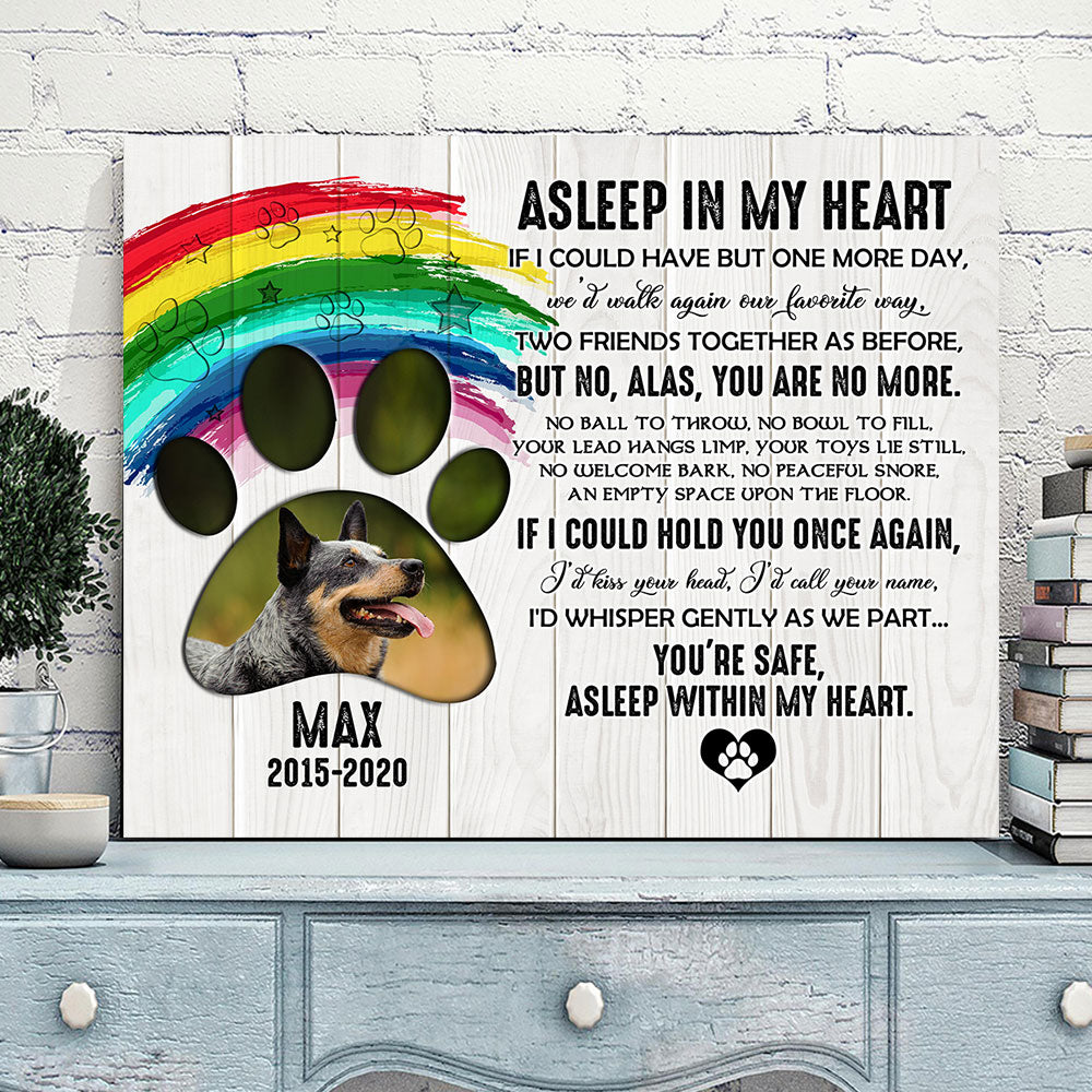 Custom Personalized memorial pet in heaven canvas print wall art unique meaningful family friends dog cat lovers gift ideas - Asleep In My Heart TY1603213