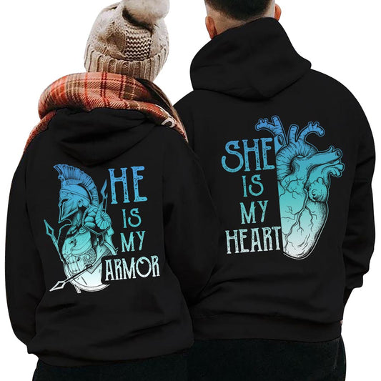 He Is My Armor She Is My Heart All Valentine Gift Couple Matching Hoodie