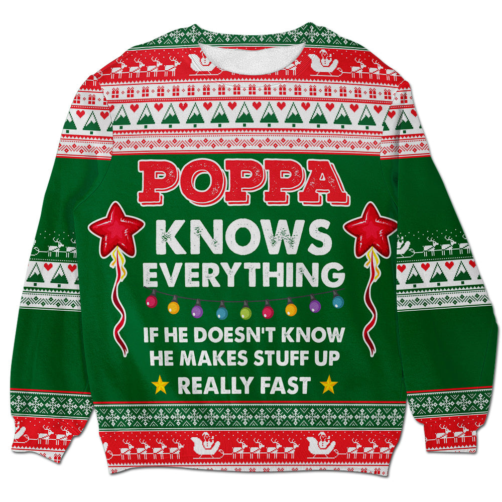 Poppa Knows Everything Personalizedwitch Christmas Sweater