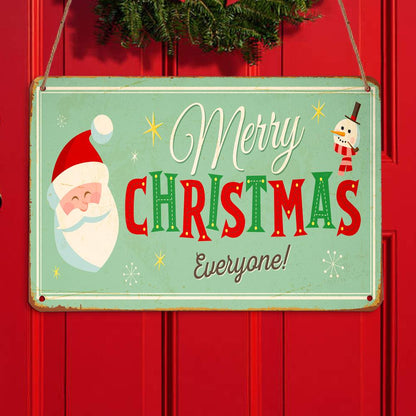 Merry Christmas Everyone Santa Snowman Personalizedwitch Christmas Metal Sign Outdoor Decor