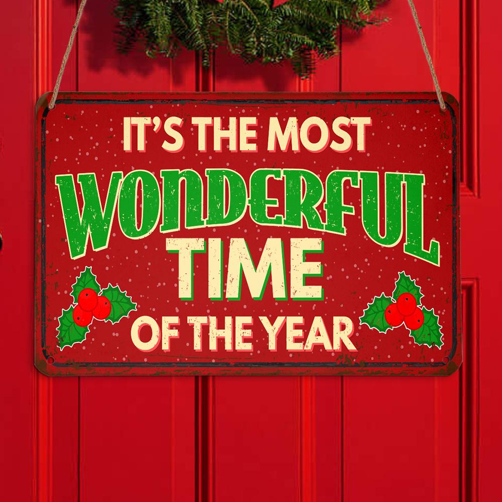 It's The Most Wonderful Time Of The Year Personalizedwitch Christmas Metal Sign Outdoor Decor