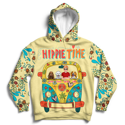 Hippie Time Dog Custom All Over Print Hoodie