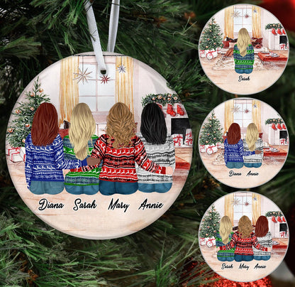 Custom Names Best Friends, Sisters, Besties Gift Personalizedwitch Personalized Christmas Ornament