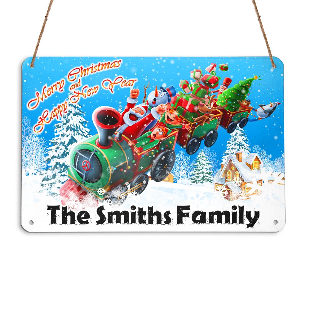 Santa Express Train Personalizedwitch Personalized Christmas Metal Sign Outdoor Decor
